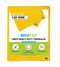 Mipatex Tarpaulin / Tirpal 12 Feet x 15 Feet 150 GSM (Yellow)